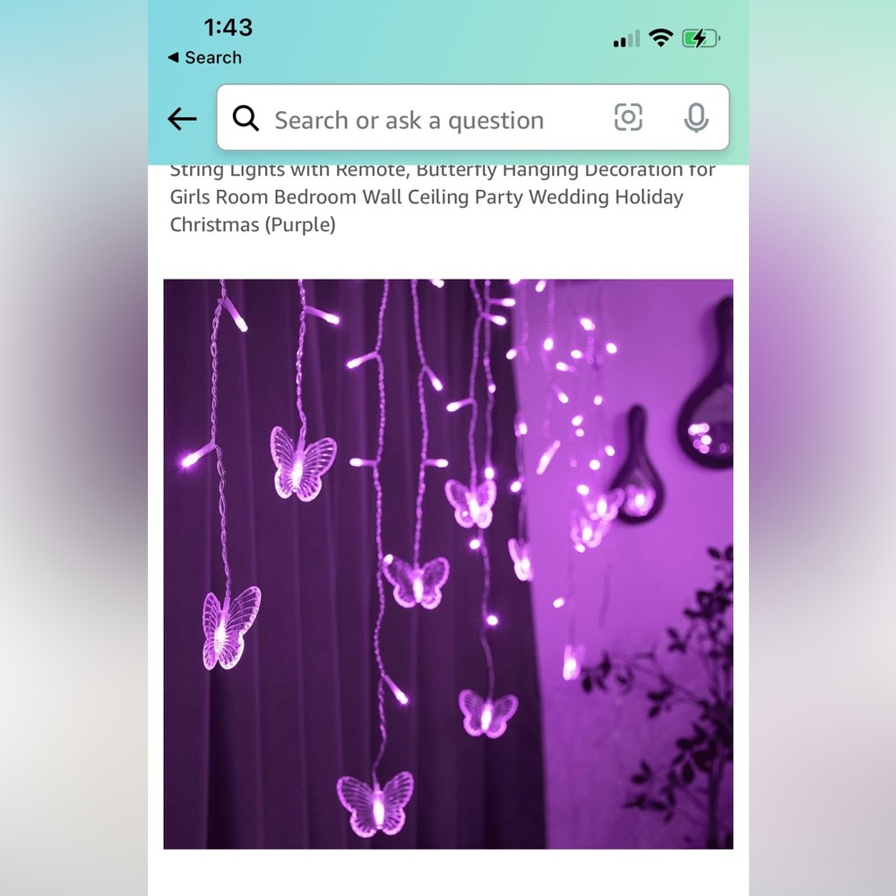 Purple LED butterfly lights